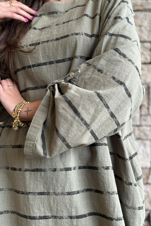 Porto Button Back Breton Tunic Khaki 